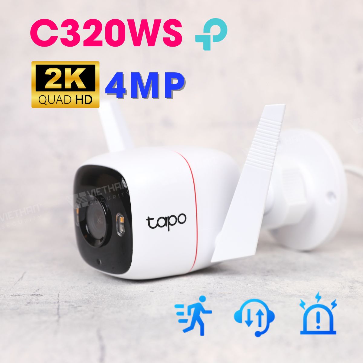 Camera an ninh ngoài trời TP-Link Tapo C320WS 2K QHD, tích hợp míc và loa, cảnh báo âm thanh