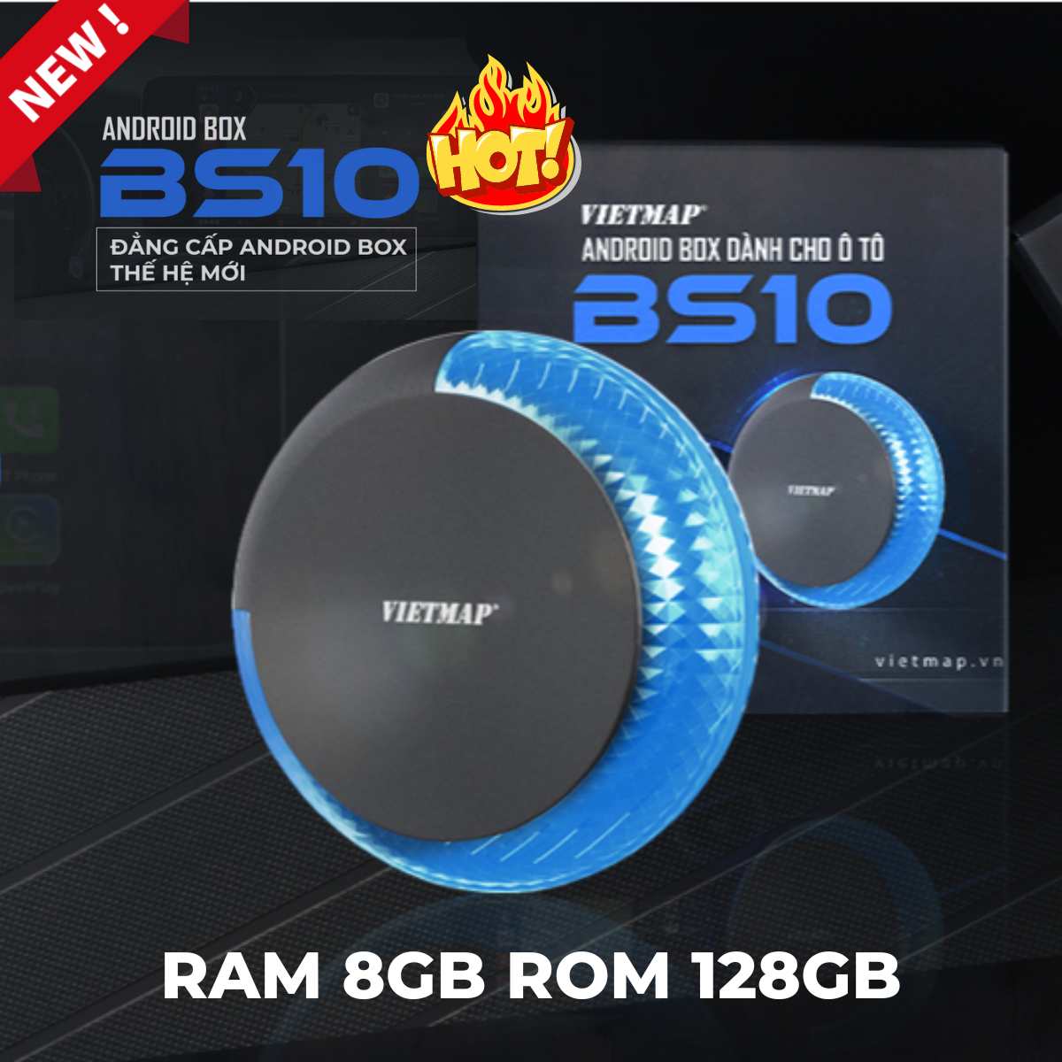 Android box ô tô Vietmap BS10 Ram 8GB- Rom 128Gb biến màn hình DVD thành màn hình android thông minh