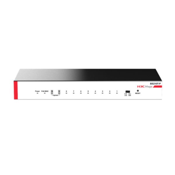 Switch PoE 10 cổng Gigabit H3C BS210T-P tốc độ chuyển mạch 14,9Mpps, công suất PoE 57W