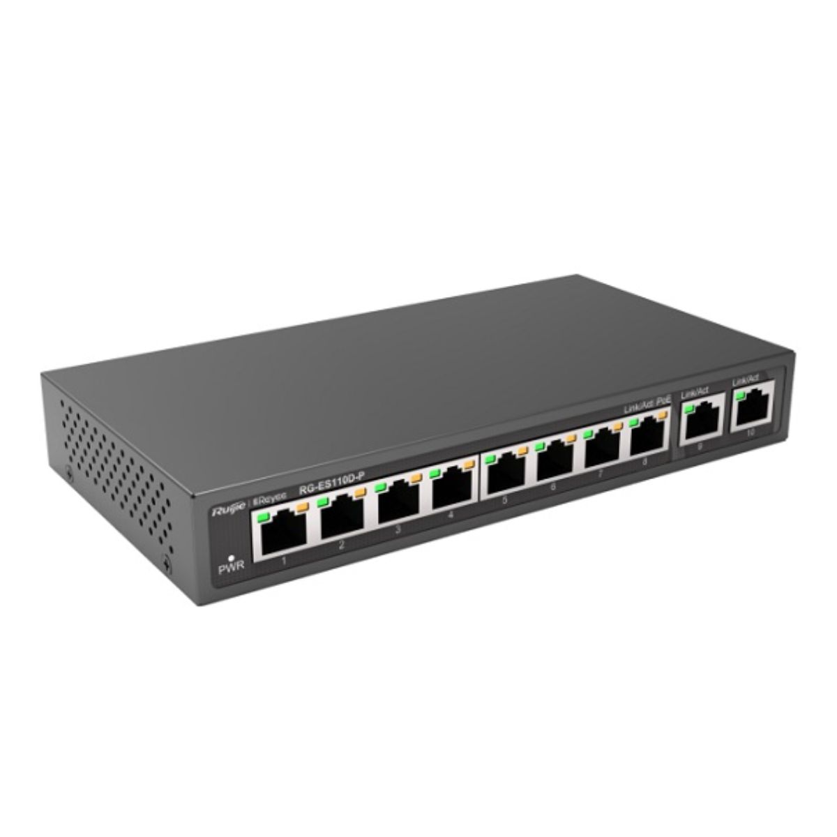 Switch chuyển mạch 10 cổng PoE Ruijie RG-ES110D-P 8 cổng10/100Mbps PoE, 2 cổng 10/100/1000Mbps