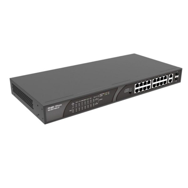 Switch Poe Ruijie RG-ES118S-LP 16 cổng 10/100Mbps PoE/PoE+, 2 cổng 10/100/1000Mbps