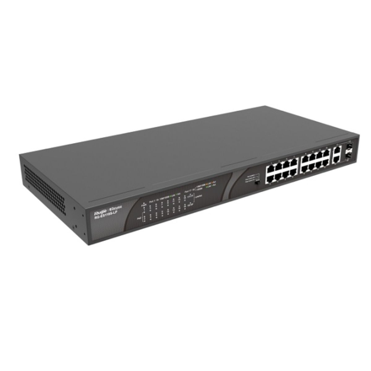 Switch Poe Ruijie RG-ES118S-LP 16 cổng 10/100Mbps PoE/PoE+, 2 cổng 10/100/1000Mbps