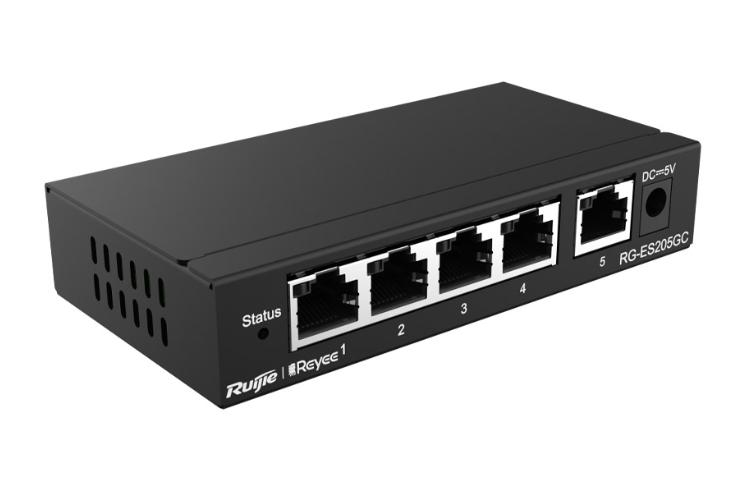 Switch 5 cổng Ruijie RG-ES205GC công suất 54W, Tốc độ chuyển mạch 10Gbps