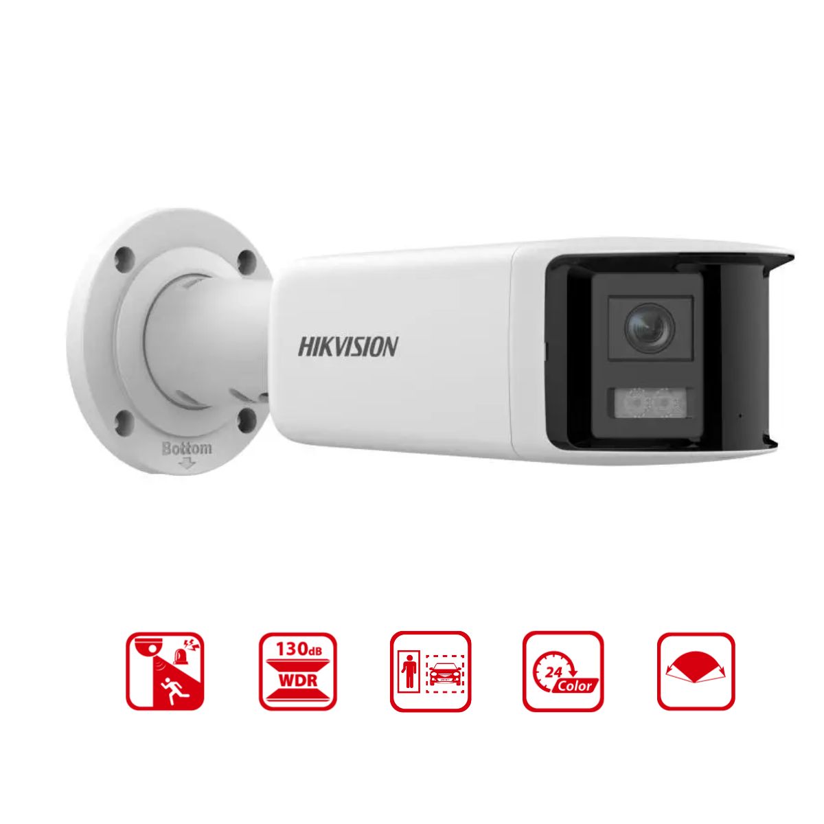 Camera 2 mắt góc nhìn 180 độ Hikvision DS-2CD2T47G2P-LSU/SL (C) 4mp WDR 130dB, tích hợp mic và loa, đèn trợ sáng 40m