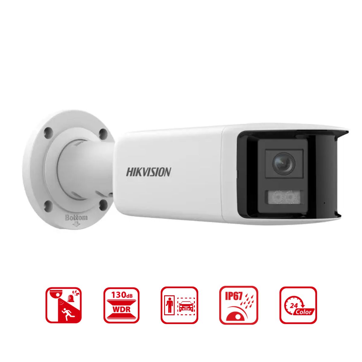 Camera 2 mắt 180 độ ngoài trời Colorvu Hikvision DS-2CD2T67G2P-LSU/SL (C) 6MP, WDR 130dB, đèn trợ sáng 40m