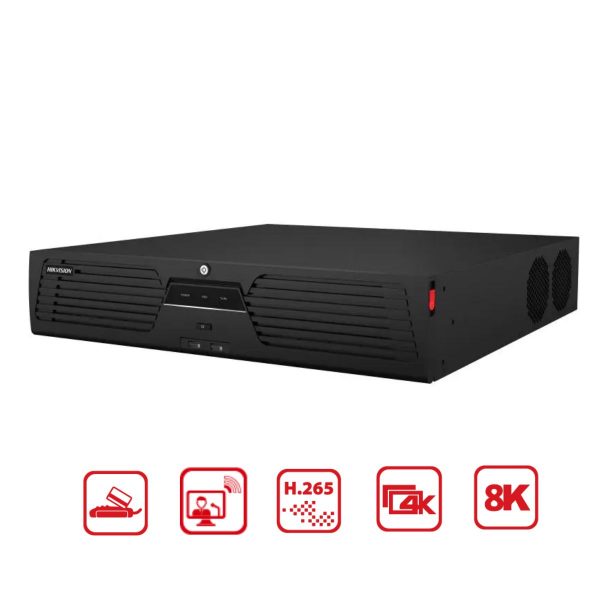 Đầu ghi IP 64 kênh Hikvision DS-9664NI-M16 hỗ trợ 16 SATA 14TB, 1 eSATA, băng thông đầu vào 400Mbps