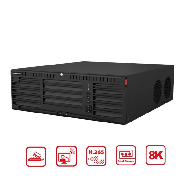 Đầu thu hình camera IP 128 kênh Hikvision DS-96128NI-M16 hỗ trợ camera 32MP, 16 SATA đến 14TB, 1 eSATA