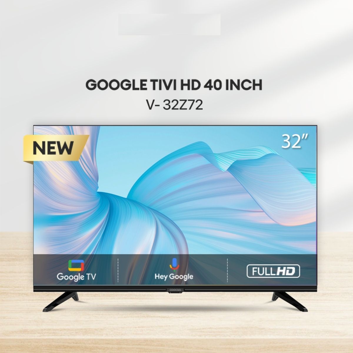 Google Smart TV 32inch HD COOCAA 32Z72 Bluetooth 5.1, 178 độ góc nhìn rộng, âm thanh Dolby Audio