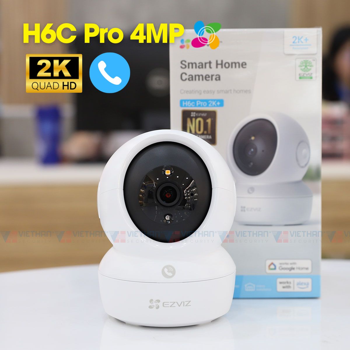 Camera Ezviz H6C Pro 2K 4mp, nút Call gọi điện, wifi, IR 10m, đàm thoại 2 chiều, chế độ tuần tra