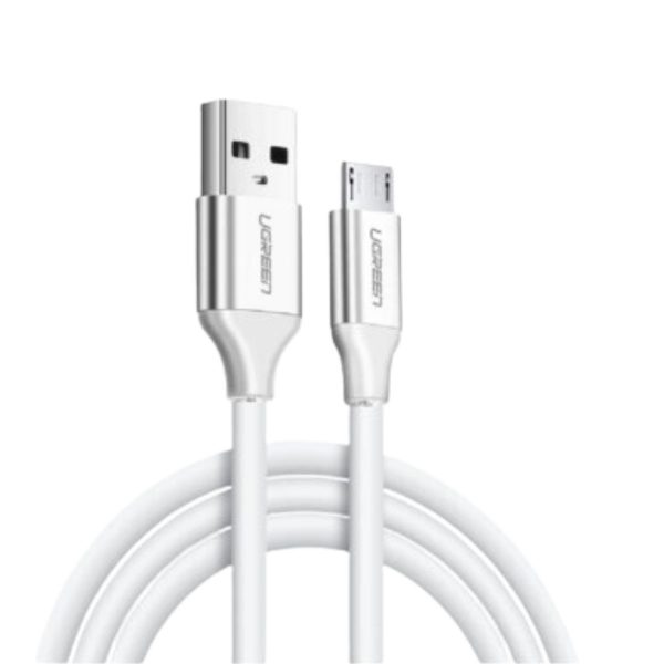 Cáp sạc nhanh truyền dữ liệu Micro USB Ugreen 60140 US289 chiều dài 50cm, màu trắng, Sạc nhanh 2A
