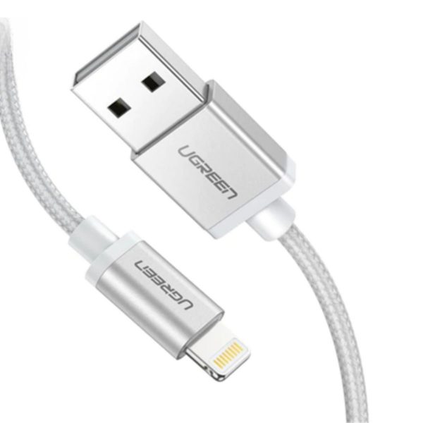 Cáp sạc nhanh USB sang Lightning Ugreen 60163 US199 chiều dài 2m, màu bạc, tốc độ truyền tải 480Mbps