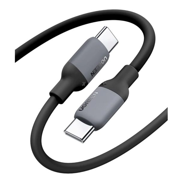 Cáp sạc silicone màu đen 1m USB type C Ugreen 15283 US563 Nhiều lá chắn bên trong, sạc nhanh