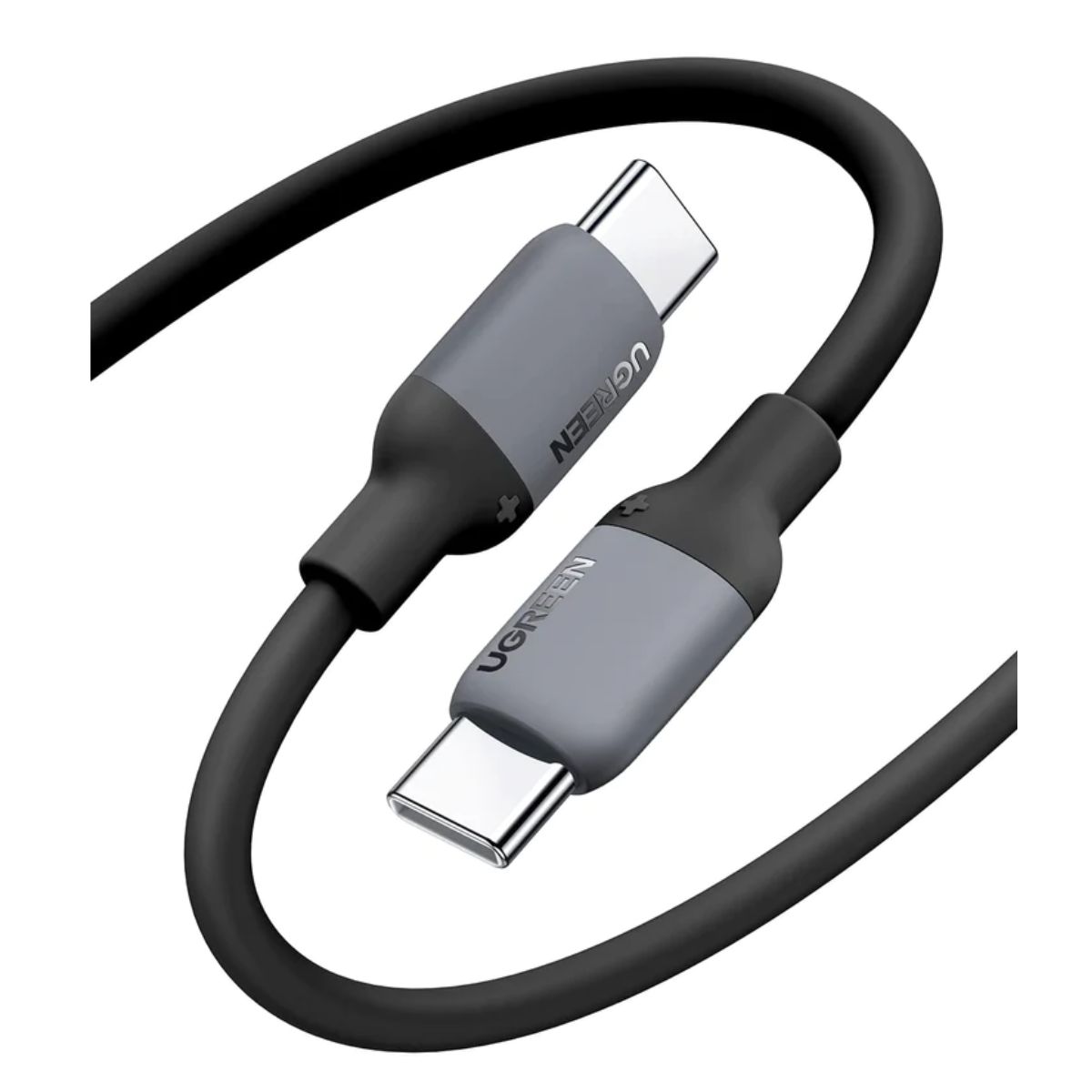 Cáp sạc silicone màu đen 1m USB type C Ugreen 15283 US563 Nhiều lá chắn bên trong, sạc nhanh