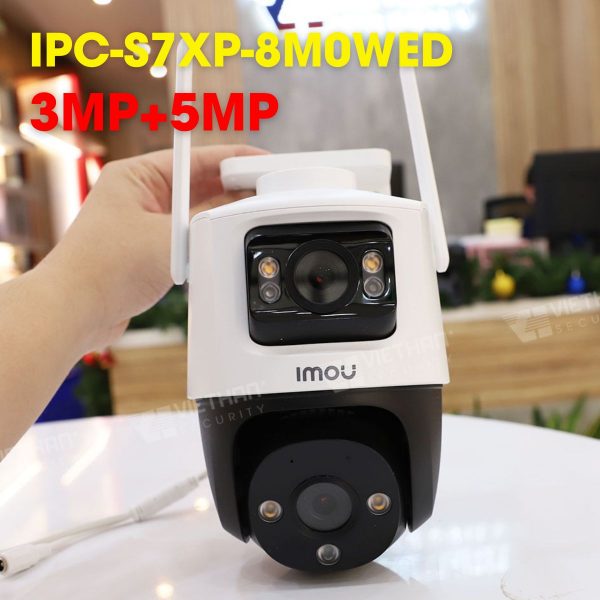 Camera Ranger Dual 8MP IMOU IPC-S7XP-8M0WED 8mp (3MP+5MP) hồng ngoại 30m, tích hợp mic và loa, còi báo động 110dB