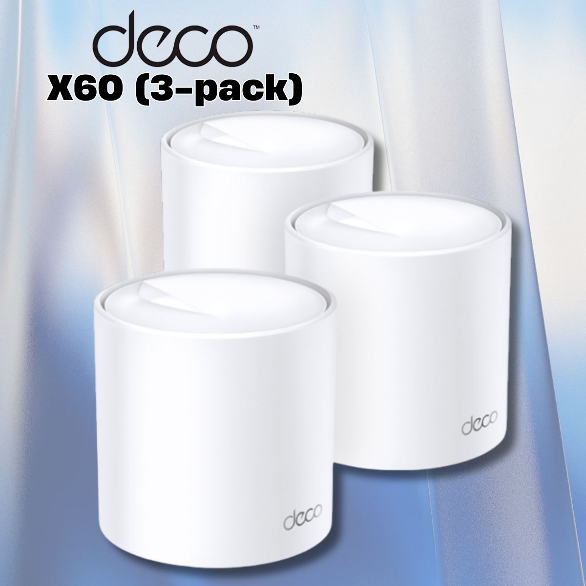 Bộ phát wifi Mesh 3 cục cho gia đình TP-Link Deco X60(3-pack) tốc độ 4,804 Mbps trên 5 GHz và 574 Mbps 2.4 GHz.