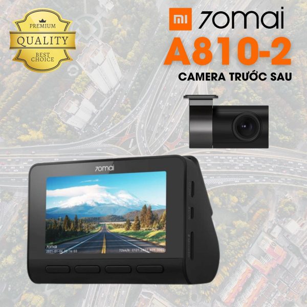 Camera giám sát hành trình trước sau 70mai A810-2 ghi hình 4K, tích hợp GPS, cảnh báo ADAS