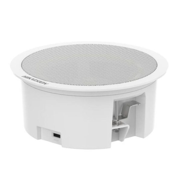 Loa thông báo ốp trần IP Hikvision DS-QAZ1206G1-BE công suất 6W, độ nhạy loa 93dB, hỗ trợ NTP Timing