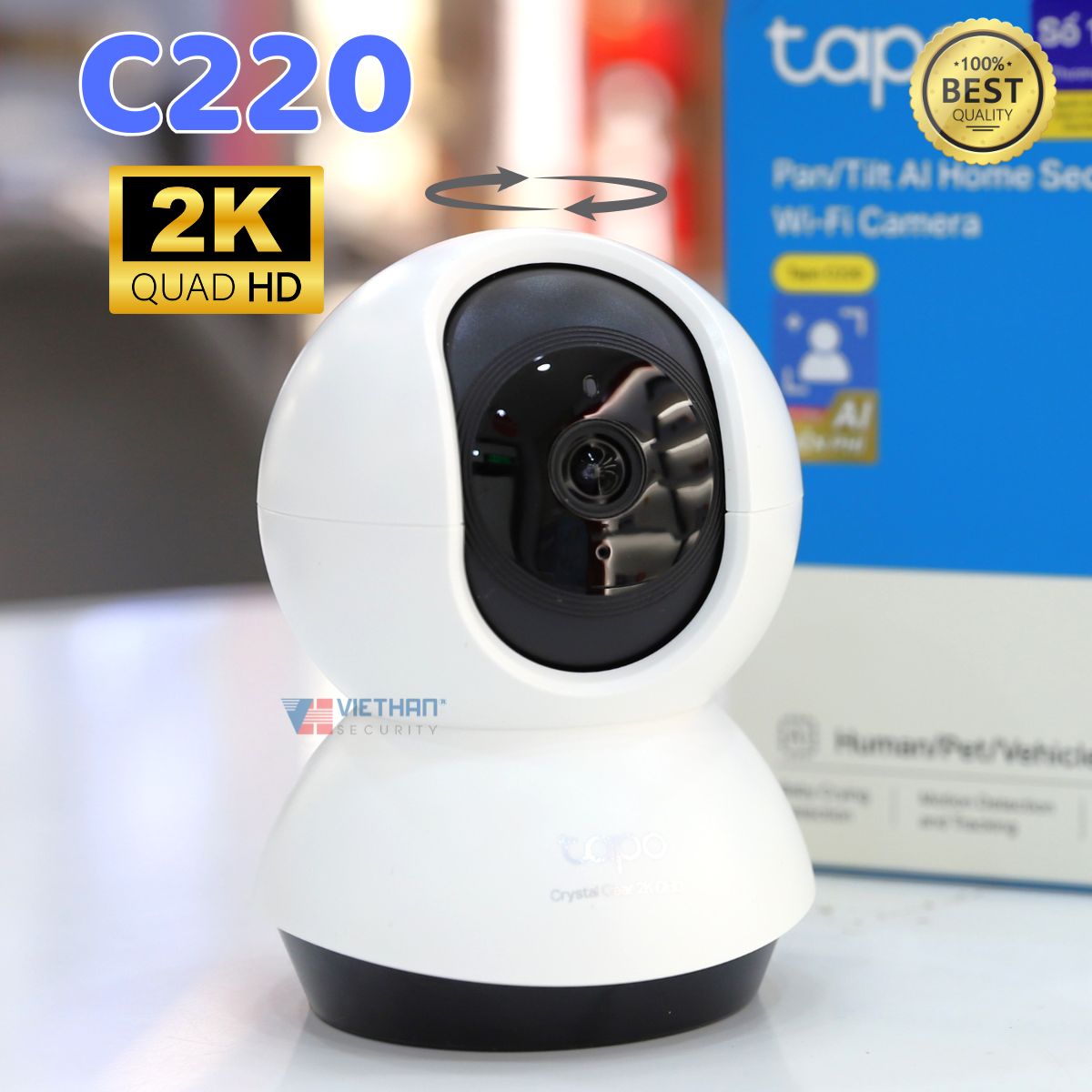 Camera wifi trong nhà 360 độ 2K QHD TP-Link Tapo C220 đàm thoại 2 chiều, phát hiện thông minh