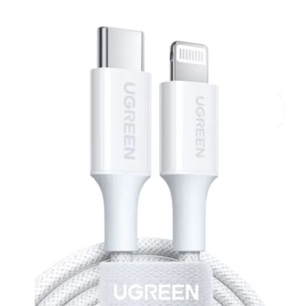 Cáp sạc nhanh USB-C sang Lightning Ugreen 90447 US532 1m màu trắng, sạc nhanh 3A, tốc độ 480Mbps