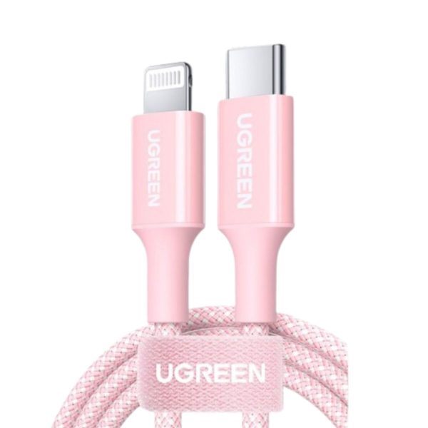 Cáp sạc 1m Lightning chuẩn MFi Ugreen 90450 US532 màu hồng, vỏ nhôm, hỗ trợ sạc nhanh 3A