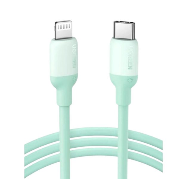 Cáp sạc nhanh 1m USB-C sang Lightning Ugreen 20308 US387 màu xanh lá cây, vỏ silicone, tốc độ truyền 480Mbps