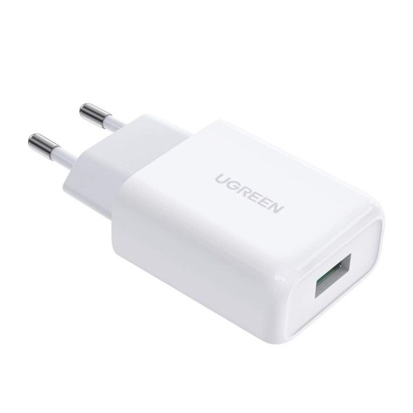 Bộ sạc nhanh USB Ugreen 10133 CD122 màu trắng, hỗ trợ QC 3.0, công suất 18W