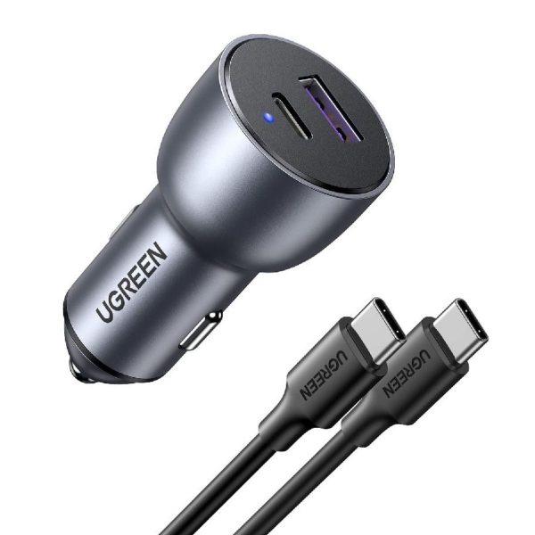Bộ sạc ô tô 2 cổng Ugreen 90797 CD213 1 cổng USB-A và 1 cổng USB-C, công suất 63W