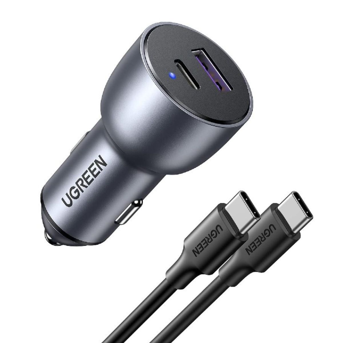 Bộ sạc ô tô 2 cổng Ugreen 90797 CD213 1 cổng USB-A và 1 cổng USB-C, công suất 63W