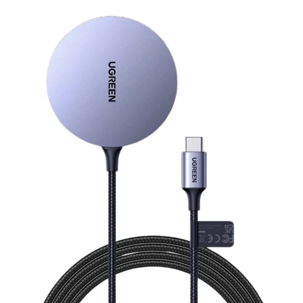 Bộ sạc không dây từ tính Ugreen 30233 CD245 công suất tối đa 15W, đèn báo LED