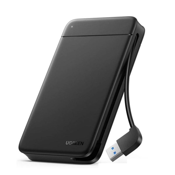 Hộp đựng ổ cứng 2.5inch Ugreen 80555 CM352 màu đen, tích hợp cáp, tốc độ truyền tải 5Gbps