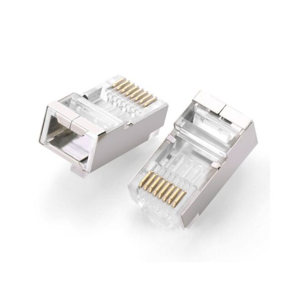 Hạt mạng Ugreen 20333 NW111 RJ45 CAT6/CAT6e, mạ vàng 24K chống rỉ, đầu bọc nhôm (Hộp 10 cái)