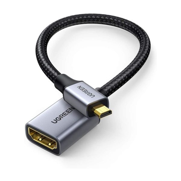 Cáp chuyển đổi Micro HDMI sang HDMI 0.25M Ugreen 10553 HD149 hỗ trợ độ phân giải 4K60Hz/3D, mạ vàng 24K