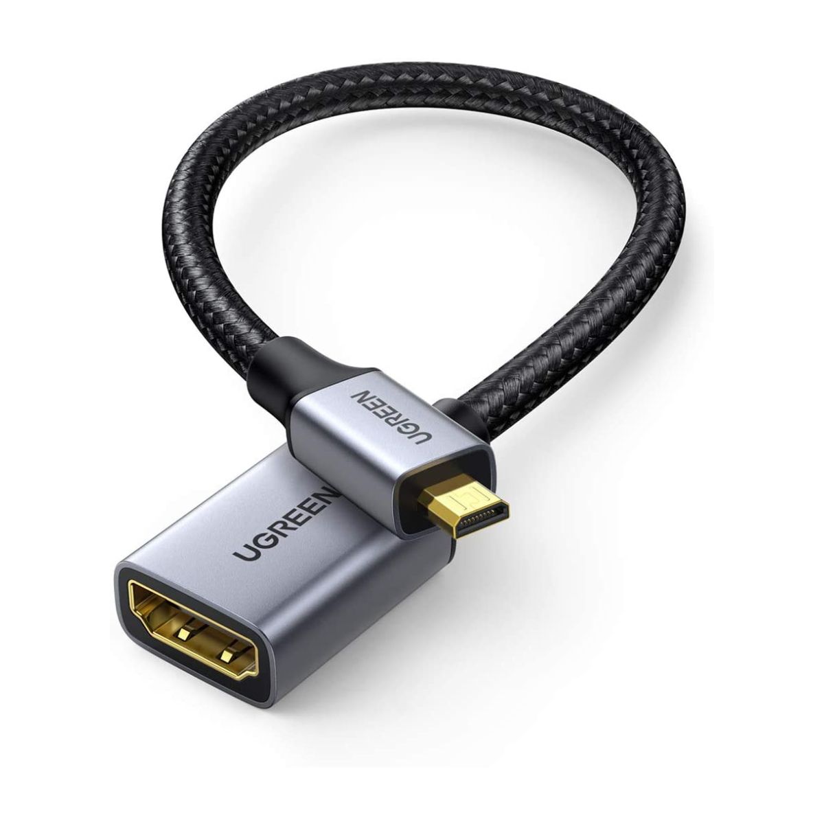 Cáp chuyển đổi Micro HDMI sang HDMI 0.25M Ugreen 10553 HD149 hỗ trợ độ phân giải 4K60Hz/3D, mạ vàng 24K