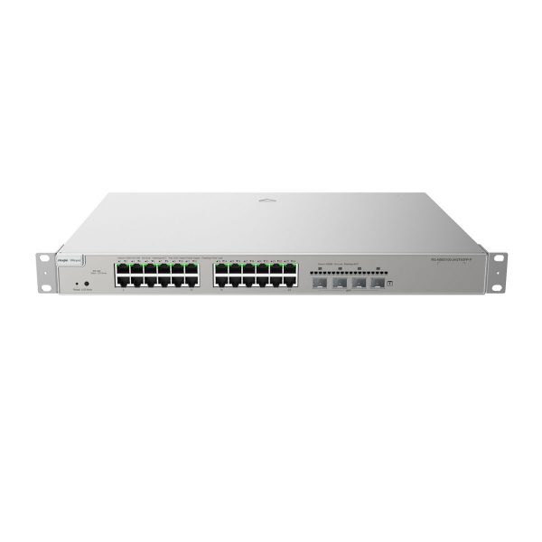 Bộ switch mạng Layer 3 Smart Managed Switch Reyee RG-NBS5200-24GT4XS-P 24 cổng 10/100/1000BASE-T PoE/PoE+, 4 cổng SFP+ 10G BASE-X, PoE 370W, 128Gbps