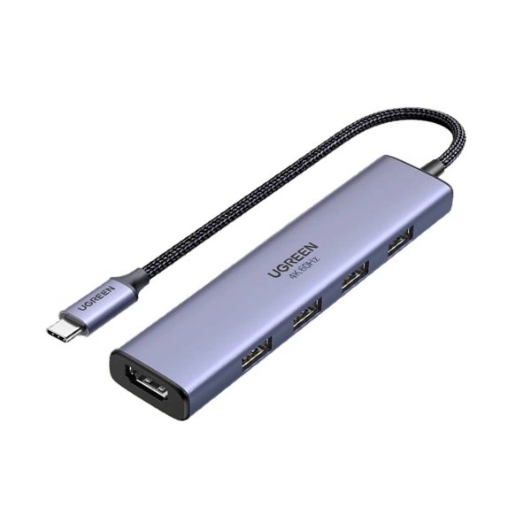 Hub chuyển đổi Ugreen 20955 CM478 Type C sang 4*USB 3.0 + HDMI , tốc độ truyền tải 5Gbps