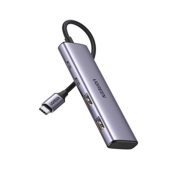 Bộ Hub chuyển đổi 4 in 1 Ugreen 15395 CM473 Type-C sang 2*USB-A 3.0 + 2*USB-C 3.0, 4K60Hz, tốc độ 10Gbps
