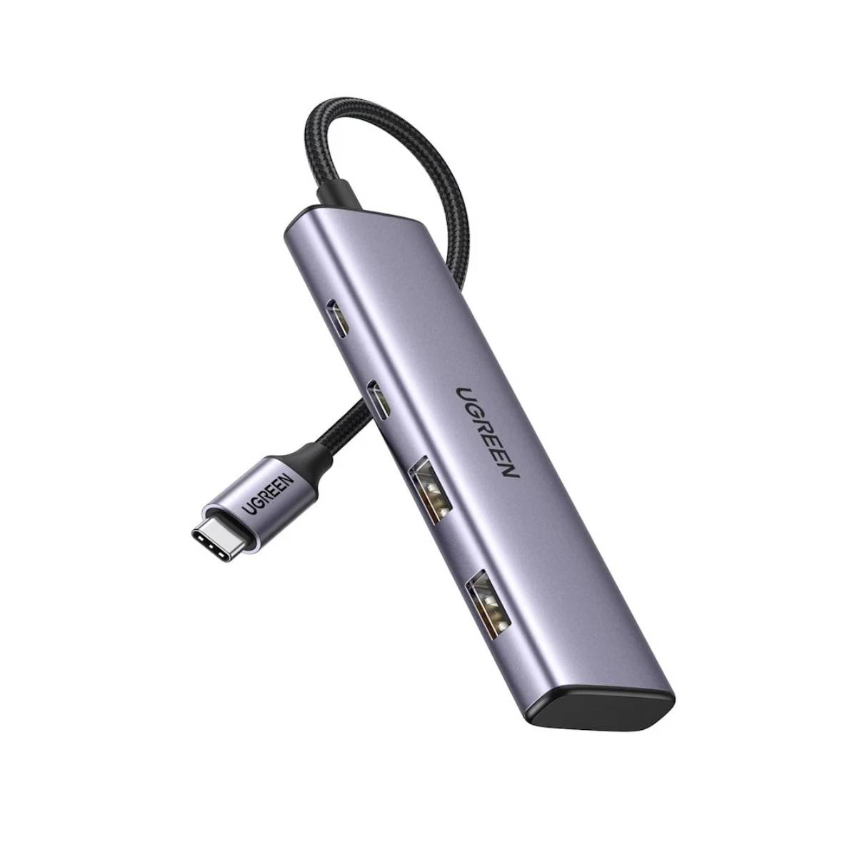 Bộ Hub chuyển đổi 4 in 1 Ugreen 15395 CM473 Type-C sang 2*USB-A 3.0 + 2*USB-C 3.0, 4K60Hz, tốc độ 10Gbps