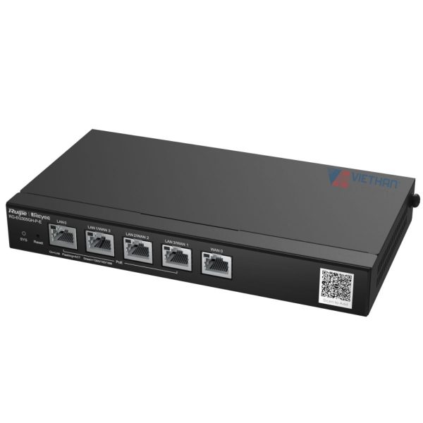 Thiết bị Mạng router Smart Gateway 5 cổng RUIJIE RG-EG305GH-P-E Tốc độ 1.5 Gbps, chịu tải 300 Users, nguồn PoE 60w