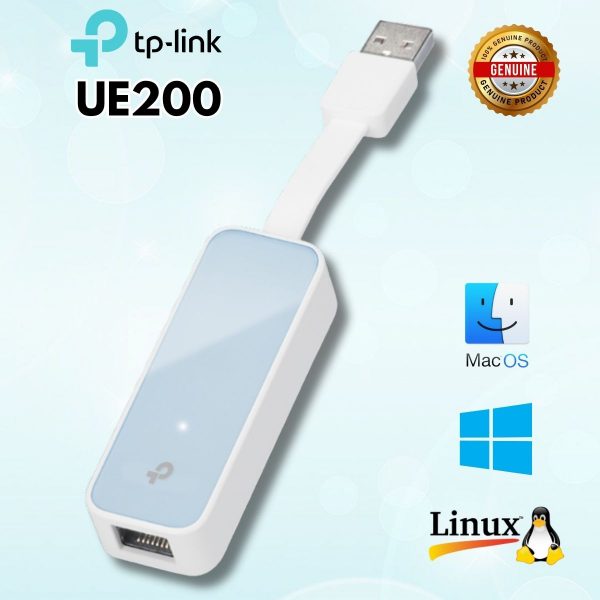 Bộ chuyển đổi USB 2.0 sang LAN RJ45 100Mbps TP-Link UE200, Hỗ trợ chipset RTL8152B, Kết nối nhanh ổn định