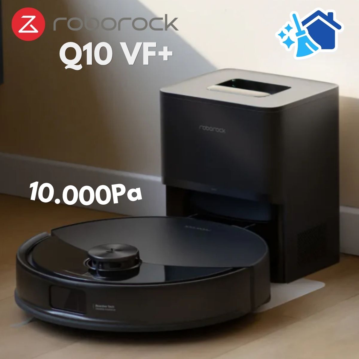 Robot lau nhà hút bụi tự động đổ rác Roborock Q10 VF+ Lực Hút 10.000Pa, Công Nghệ Lau Rung 3.000 Lần/Phút, Nâng Giẻ 8mm, lau rẻ