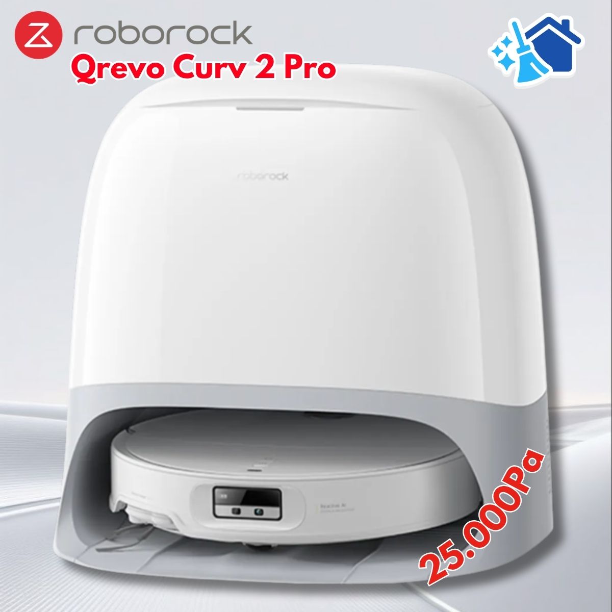 Robot Hút Bụi Roborock Qrevo Curv 2 Pro Mỏng 7.98cm, Lực Hút 25.000Pa, Chống Rối 3 Lớp & Trạm Sạc Đa Năng 3.0