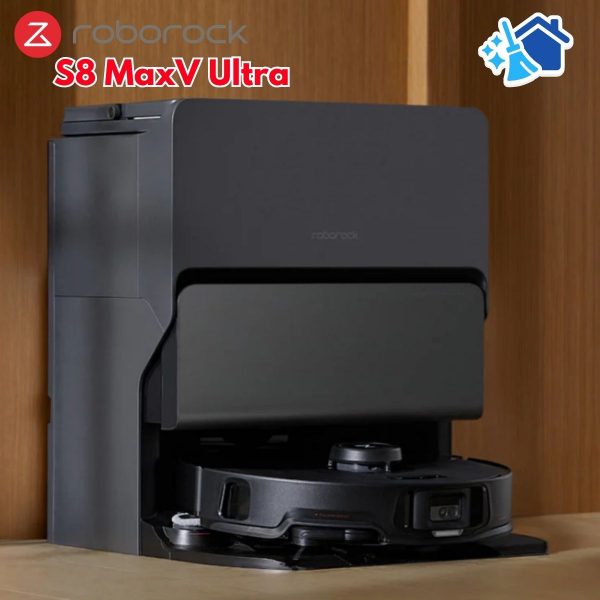 Robot hút bụi lau nhà Roborock S8 MaxV Ultra - Lực Hút 10.000Pa, Camera AI Thông Minh, Trạm Sạc 8 Trong 1, Giặt Giẻ Nước Nóng 60°C, rẻ lau rung & giẻ xòe lau làm sạch mép tường
