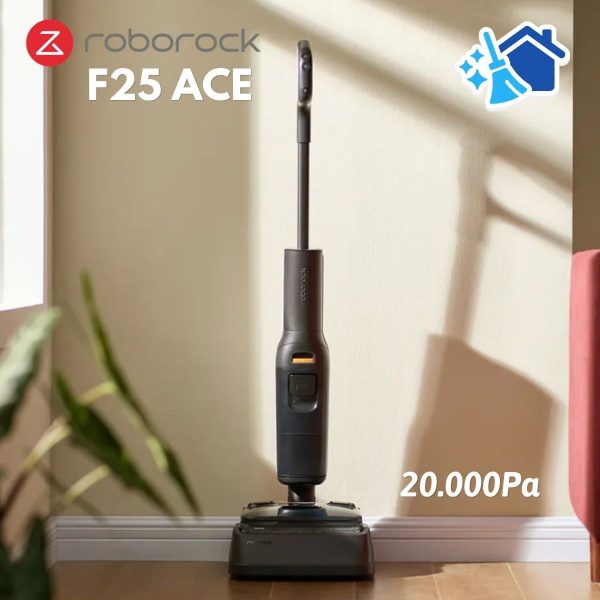 Máy Hút Bụi Lau Nhà Roborock F25 ACE Lực Hút 20.000Pa, Bánh Xe AI Trợ Lực, Khử Khuẩn 90°C, Phun 32 Lỗ & Cảm Biến DirTect