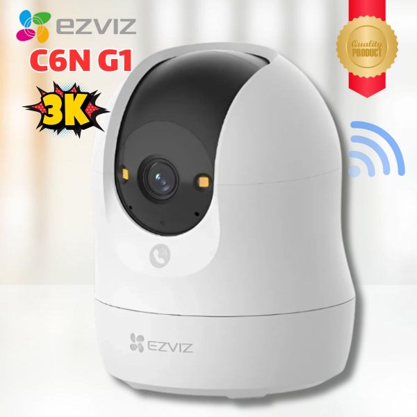 Camera Ezviz C6N G1 5Mp 3K, Wifi, Quan sát toàn cảnh 360°, Tích hợp Mic & Loa, Nhận diện chuyển động AI, Cảnh báo, IR 10m