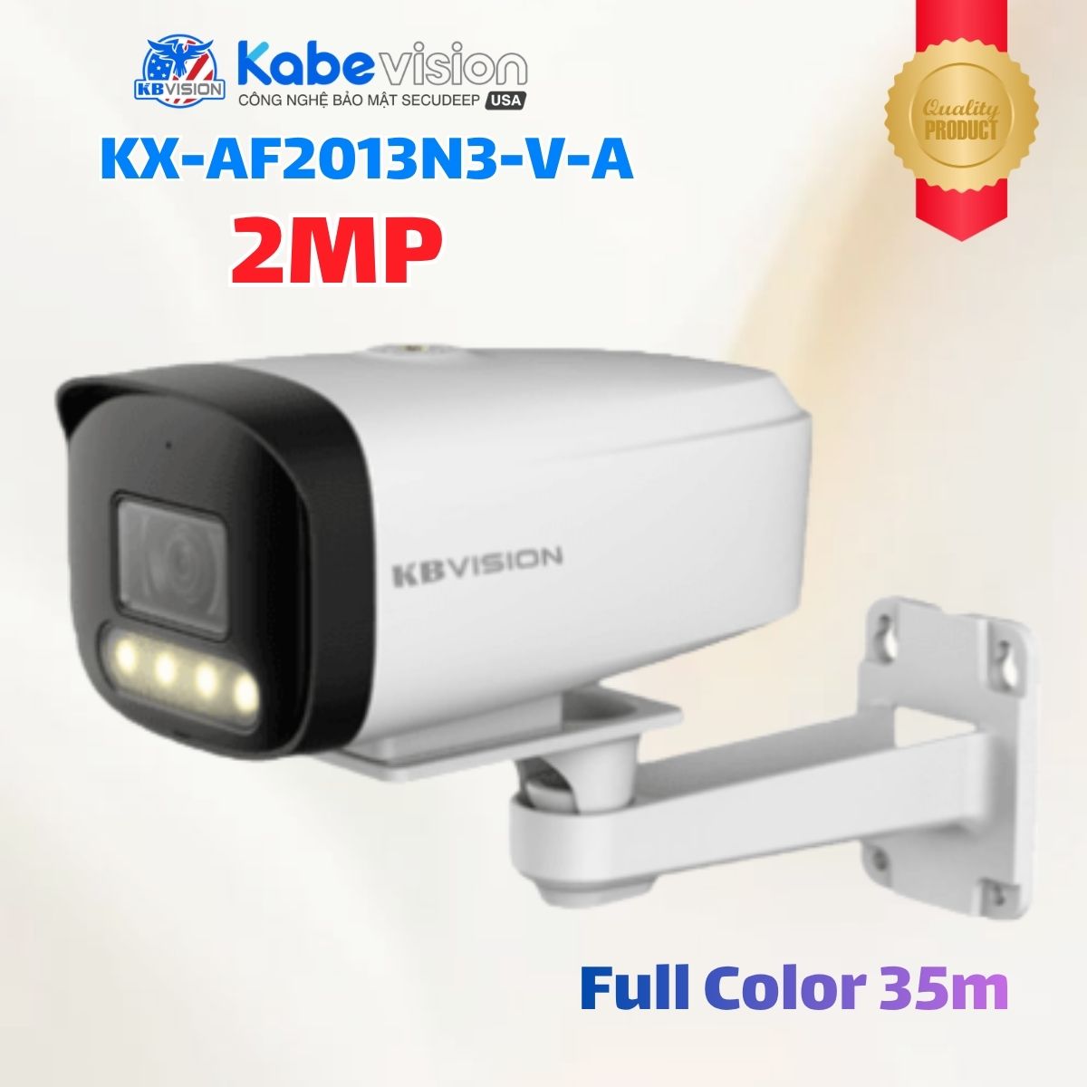 Camera thân ngoài trời Kabevision KX-AF2013N3-V-A 2MP, Cảm biến Sony SNR1, Màu đêm Full Color 35m, Tích hợp Mic, IP67