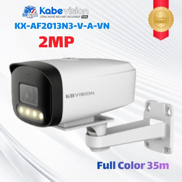 Camera IP Thân ngoài trời Full Color KX-AF2013N3-V-A-VN 2MP, Ghi hình màu 35m, Tích hợp Mic, Hỗ trợ PoE, Chuẩn IP67