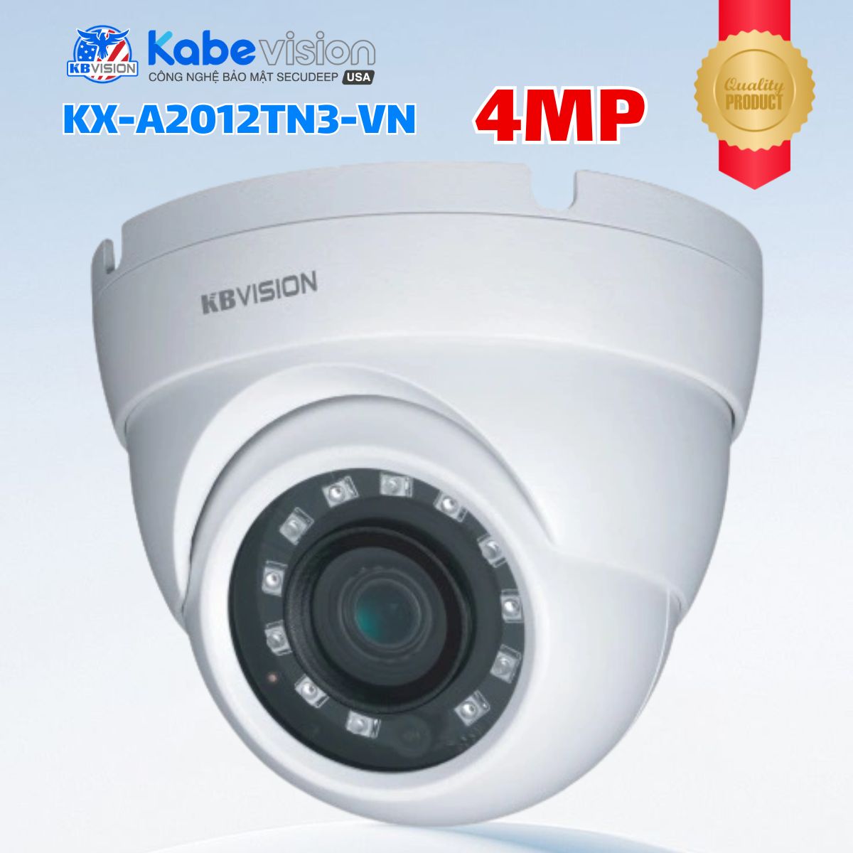Camera Dome IP 2MP Kabevision KX-A2012TN3-VN, Cảm biến Sony NIR, Hỗ trợ PoE, Hồng ngoại 30m, Chuẩn IP67