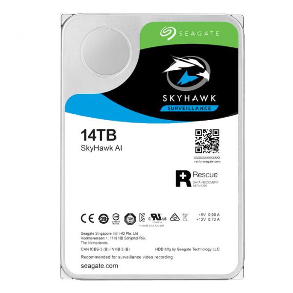 HDD Seagate Skyhawk AI 14TB ST14000VE0008 7200RPM SATA 256MB, tiết kiệm điện năng, thích hợp giải pháp camera trí tuệ nhân tạo