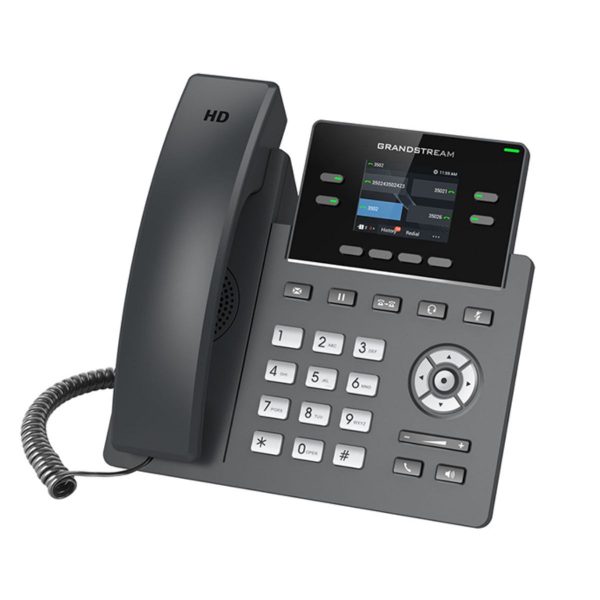 Máy điện thoại VoIP wifi để bàn Grandstream GRP2612W hỗ trợ 2 tài khoản, 2 cổng mạng 10/100/1000 Mbps, đàm thoại hội nghị 3 bên