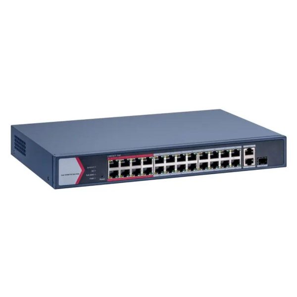 Thiết bị chuyển mạch Switch 24 cổng Hikvision DS-3E1326P-EI/M công suất PoE 180W, khoảng cách truyền đến 300m